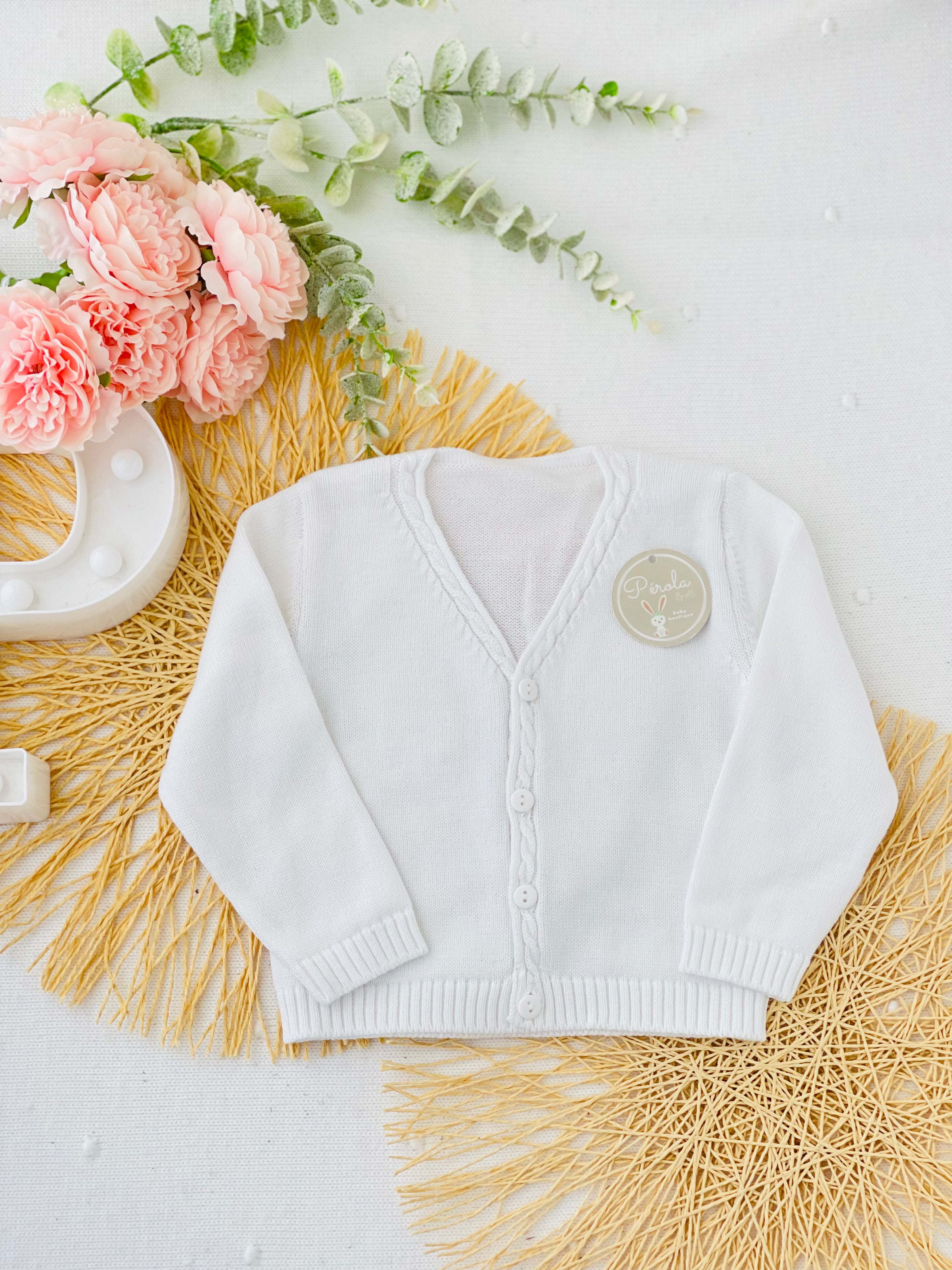 Casaco decote V malha fina