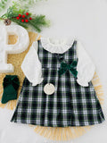 Vestido e blusa xadrez com laço em veludo