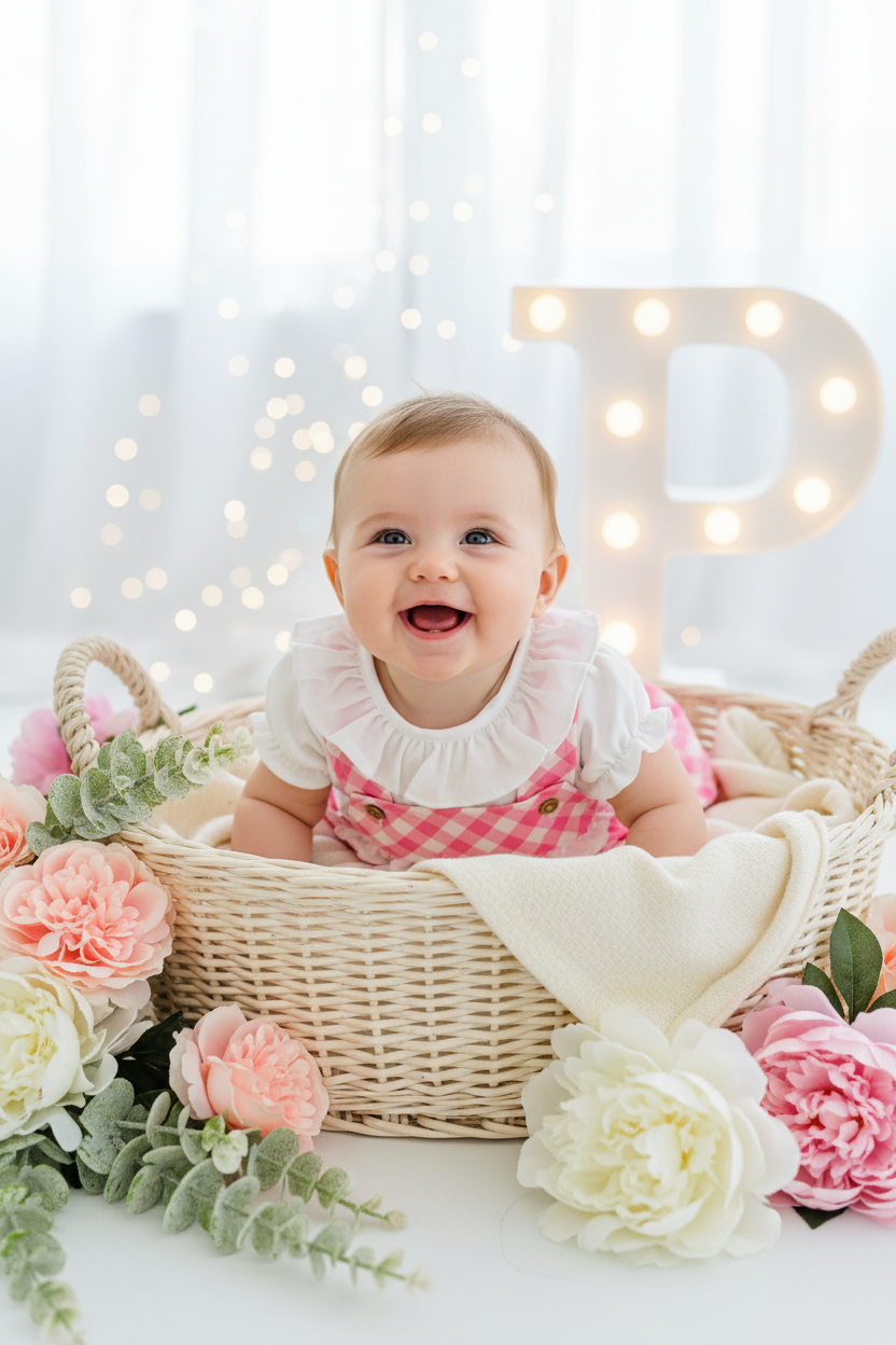 Fofo vichy rosa e camisola com golinha