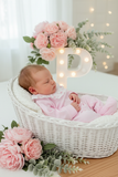 Babygrow Rosa tema flores em algodão