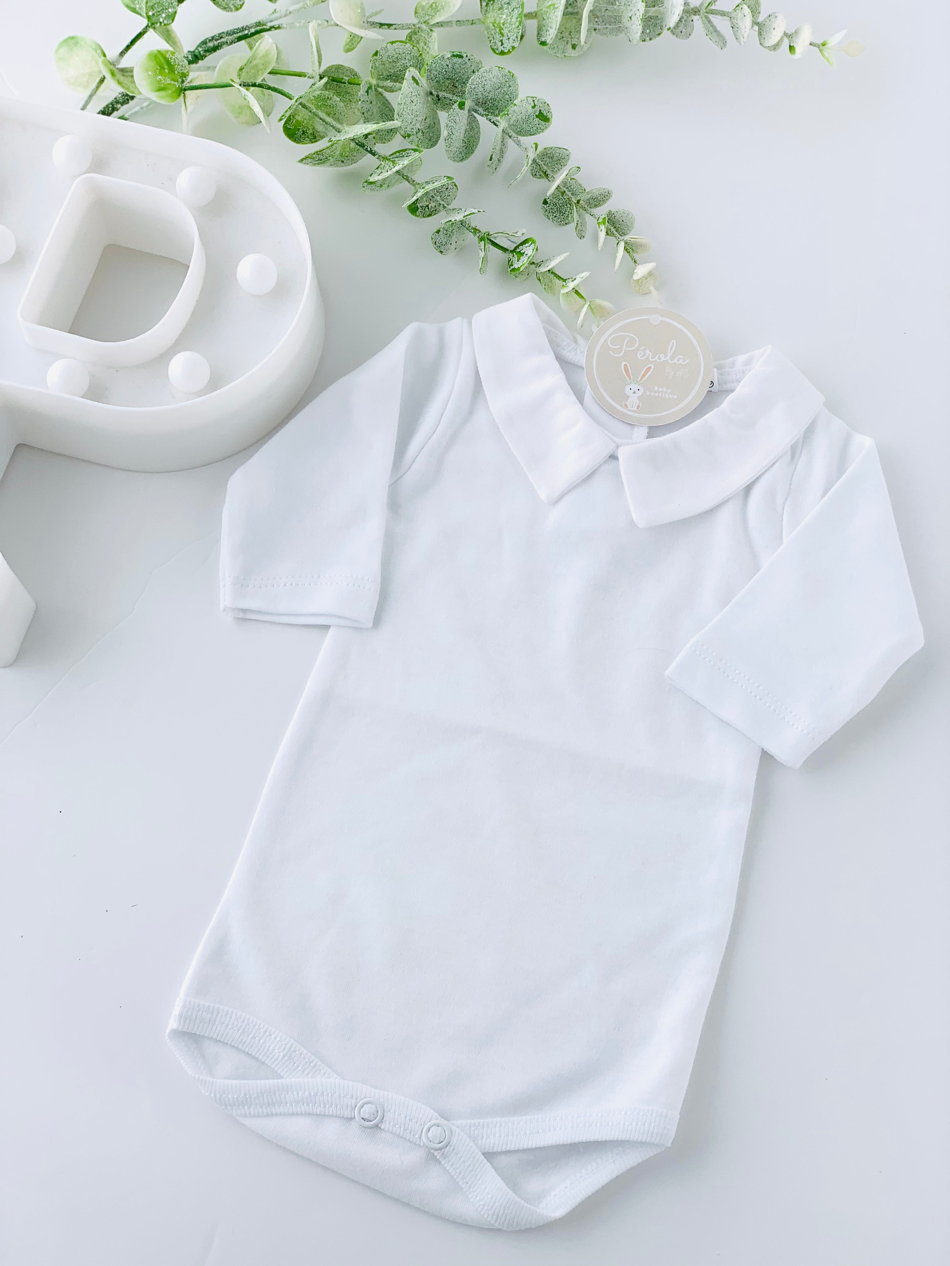 Body com gola de camisa (cardado)