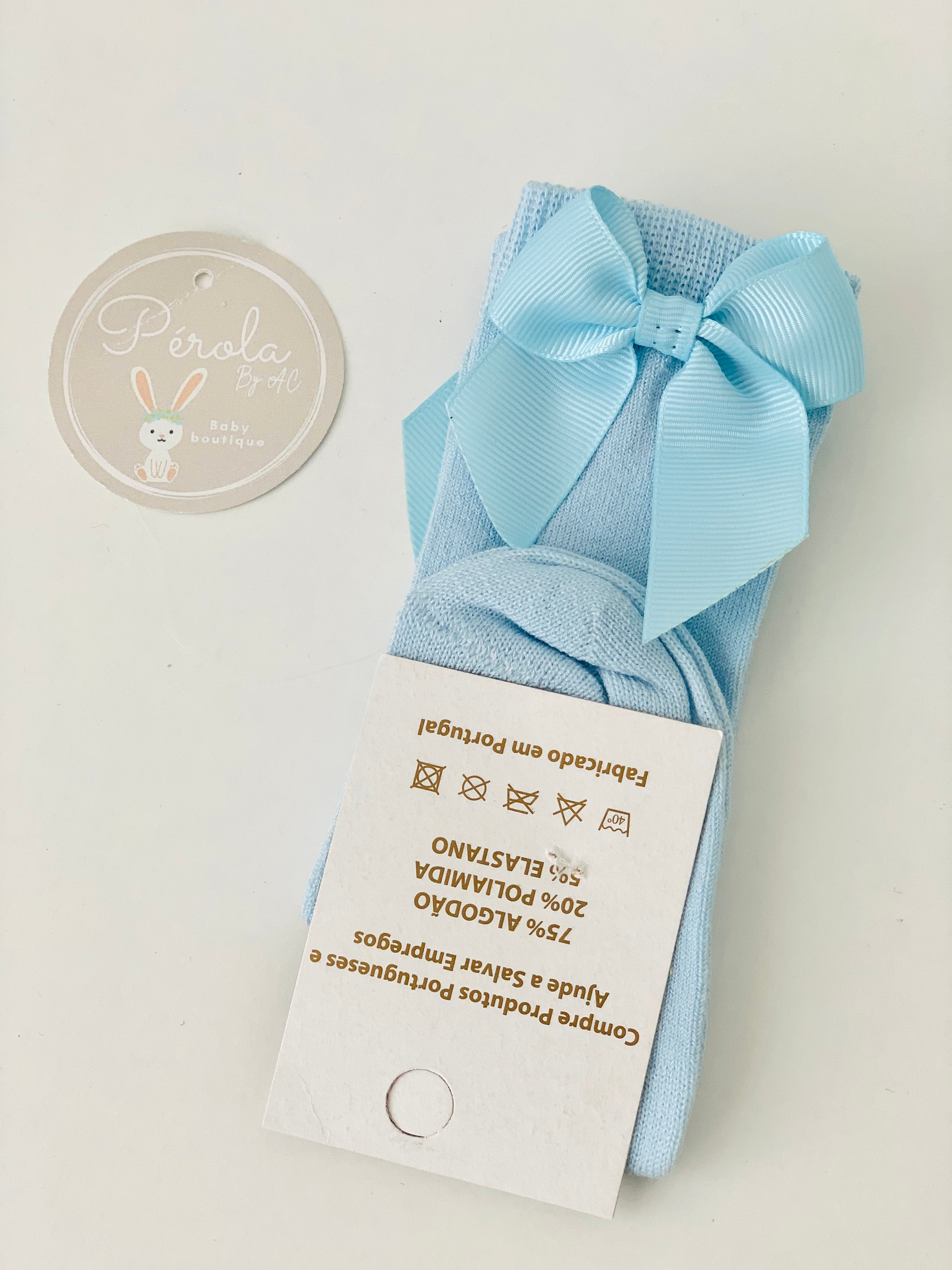 Meias altas pelo joelho com laço