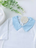Body com gola de camisa azul (cardado)