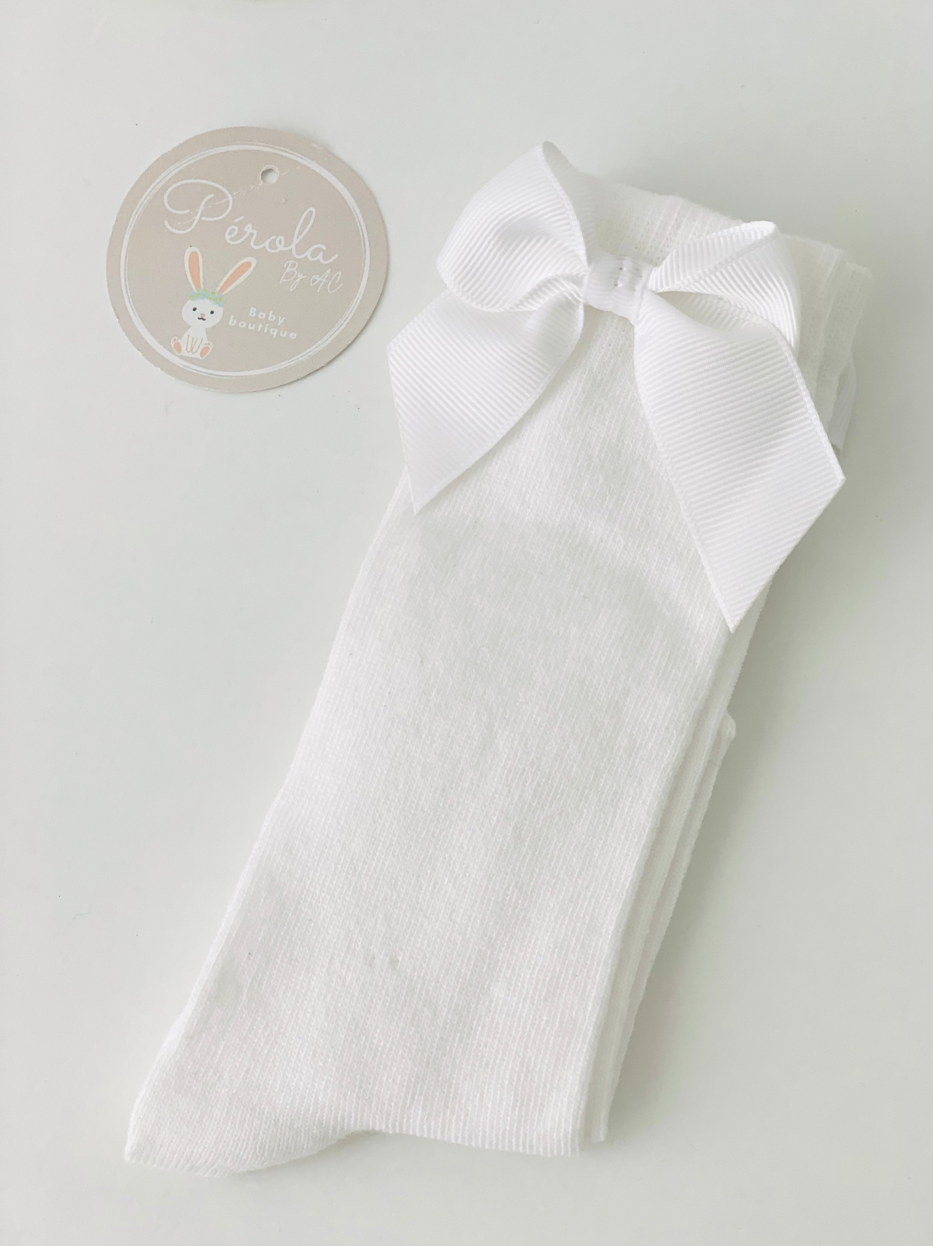 Meias altas pelo joelho com laço