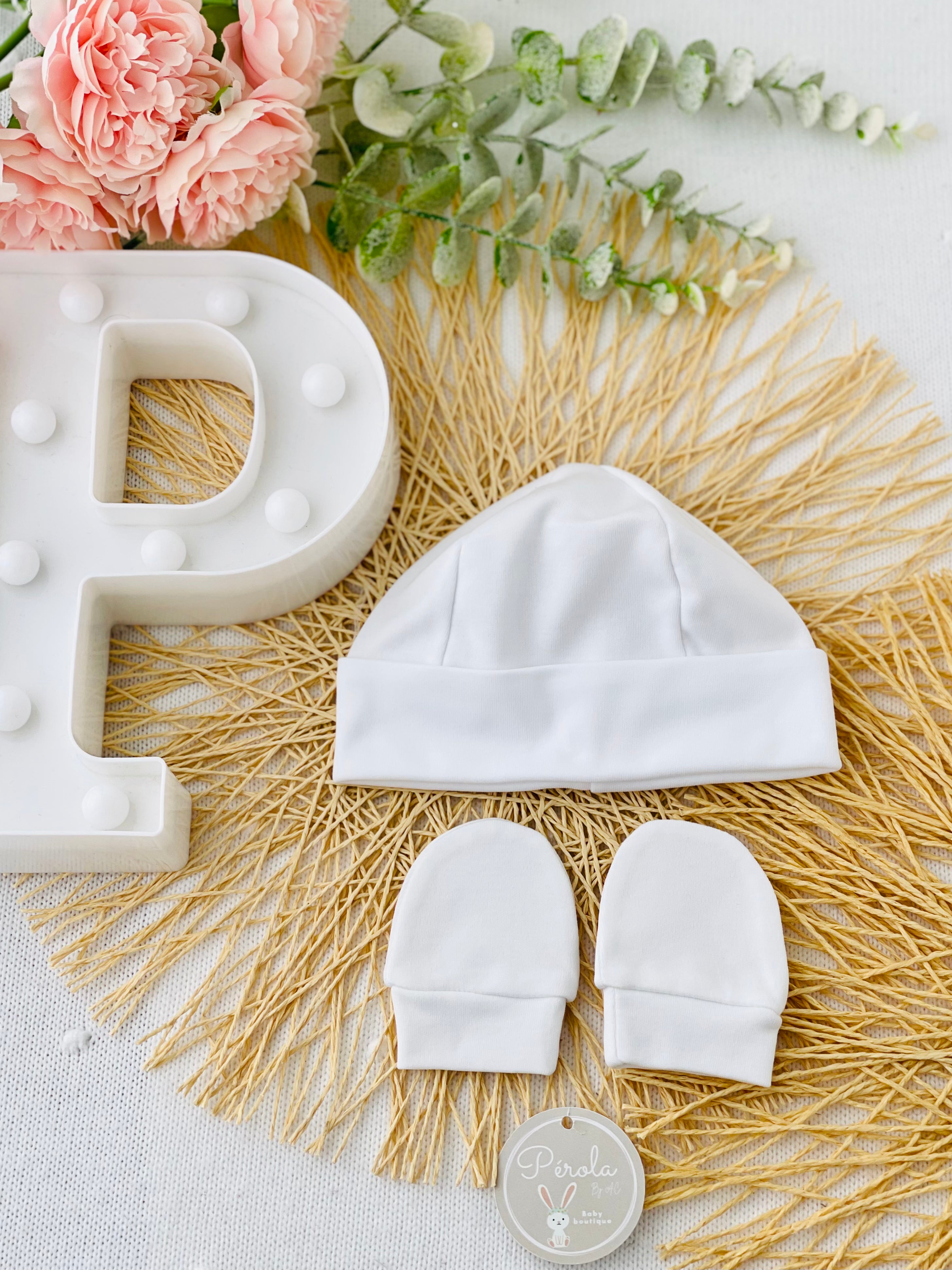 Conjunto gorro e luvas algodão