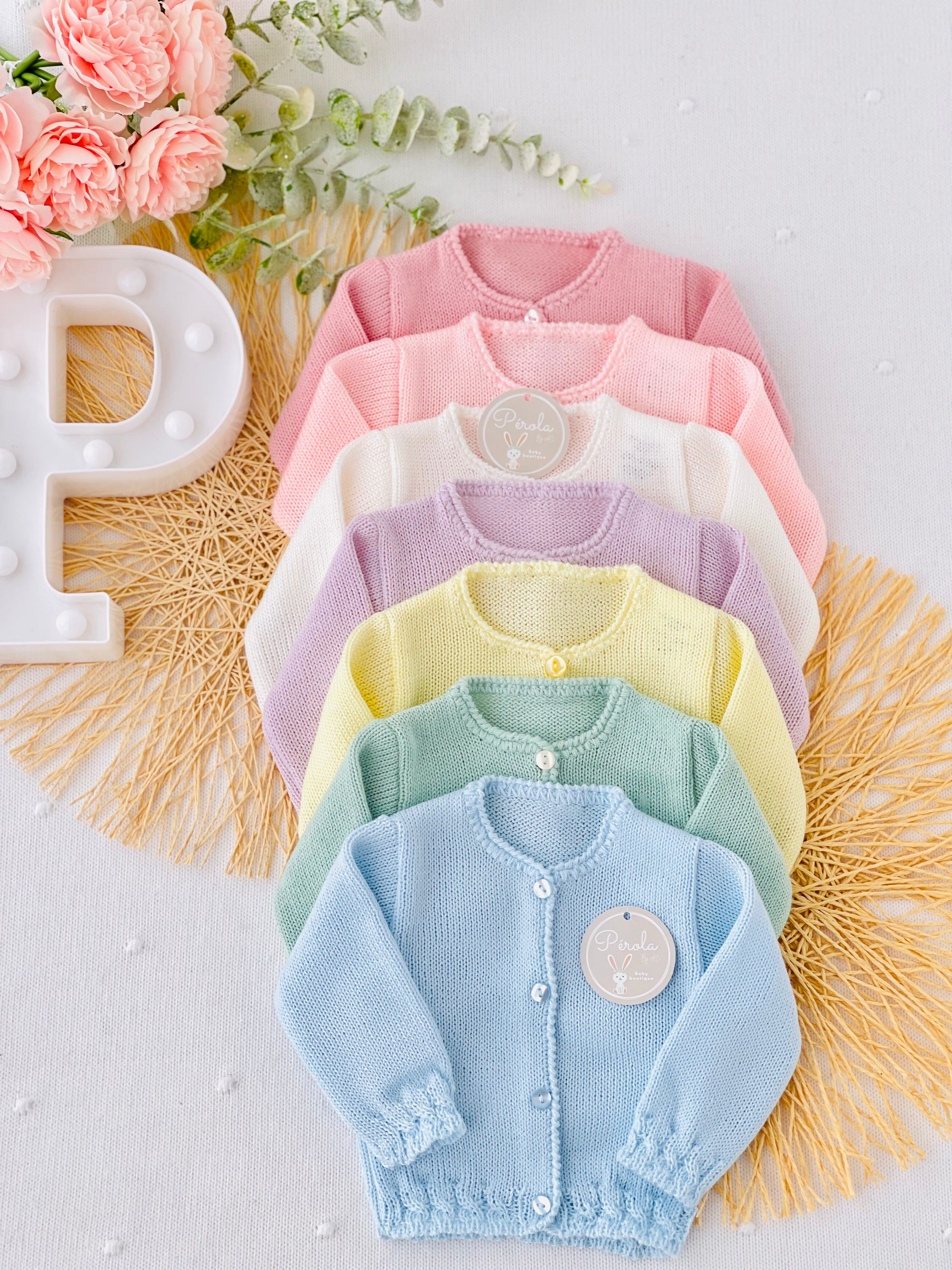 Casaco de malha recém nascidos malha fina