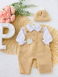 Conjunto jardineiras, camisa e gorro- Outono/Inverno