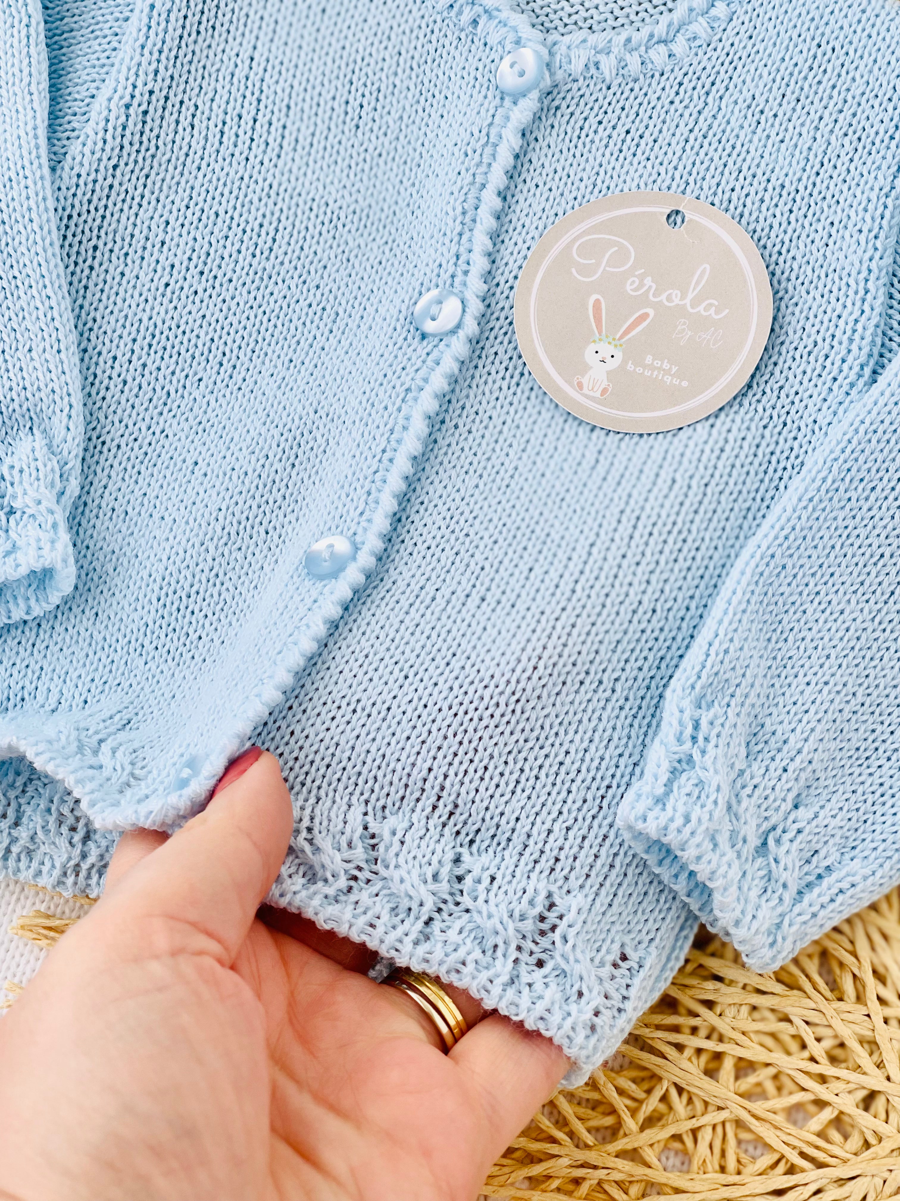 Casaco de malha recém nascidos malha fina