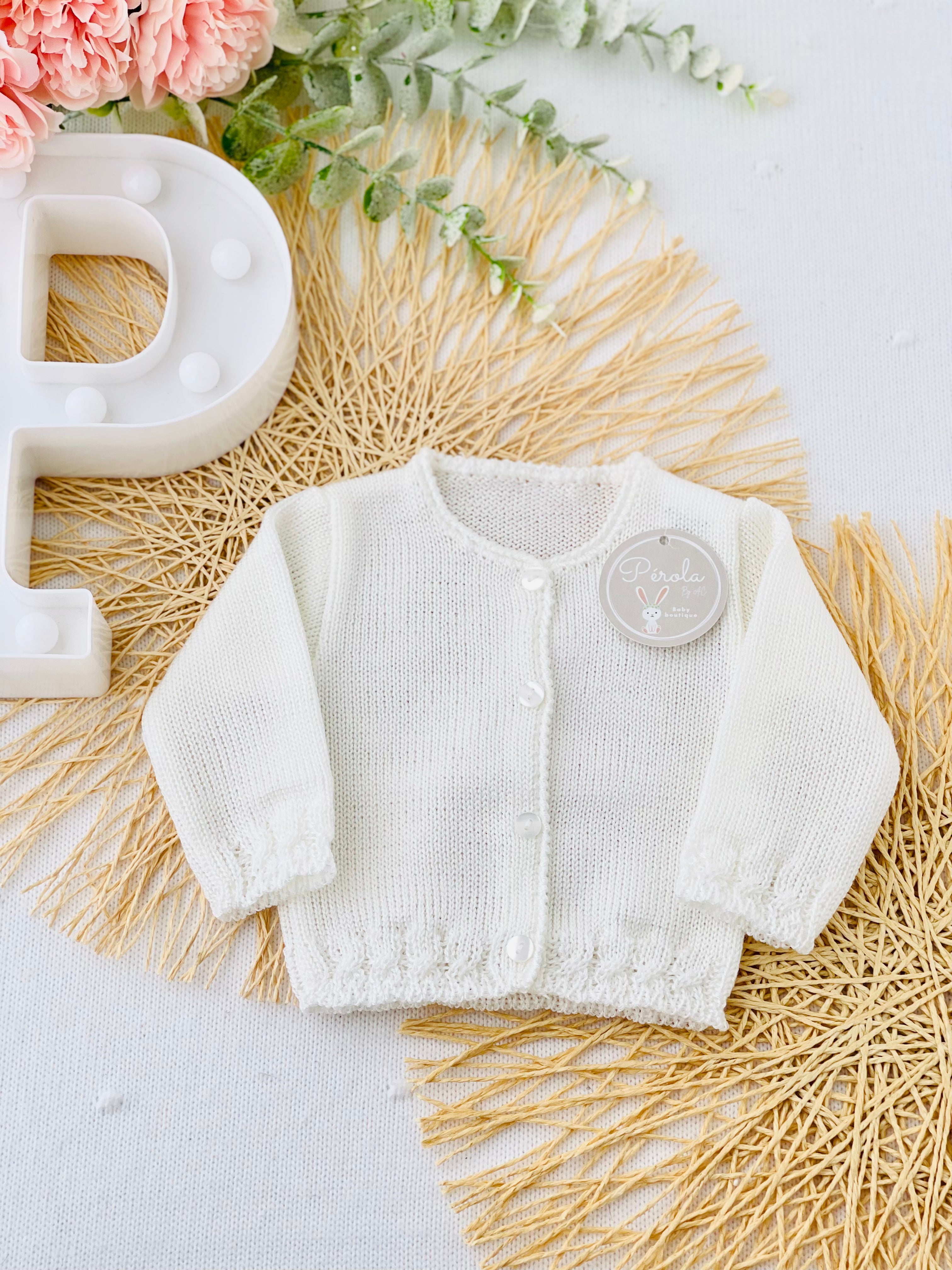 Casaco de malha recém nascidos malha fina