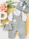 Conjunto jardineiras, camisa e gorro- Outono/Inverno