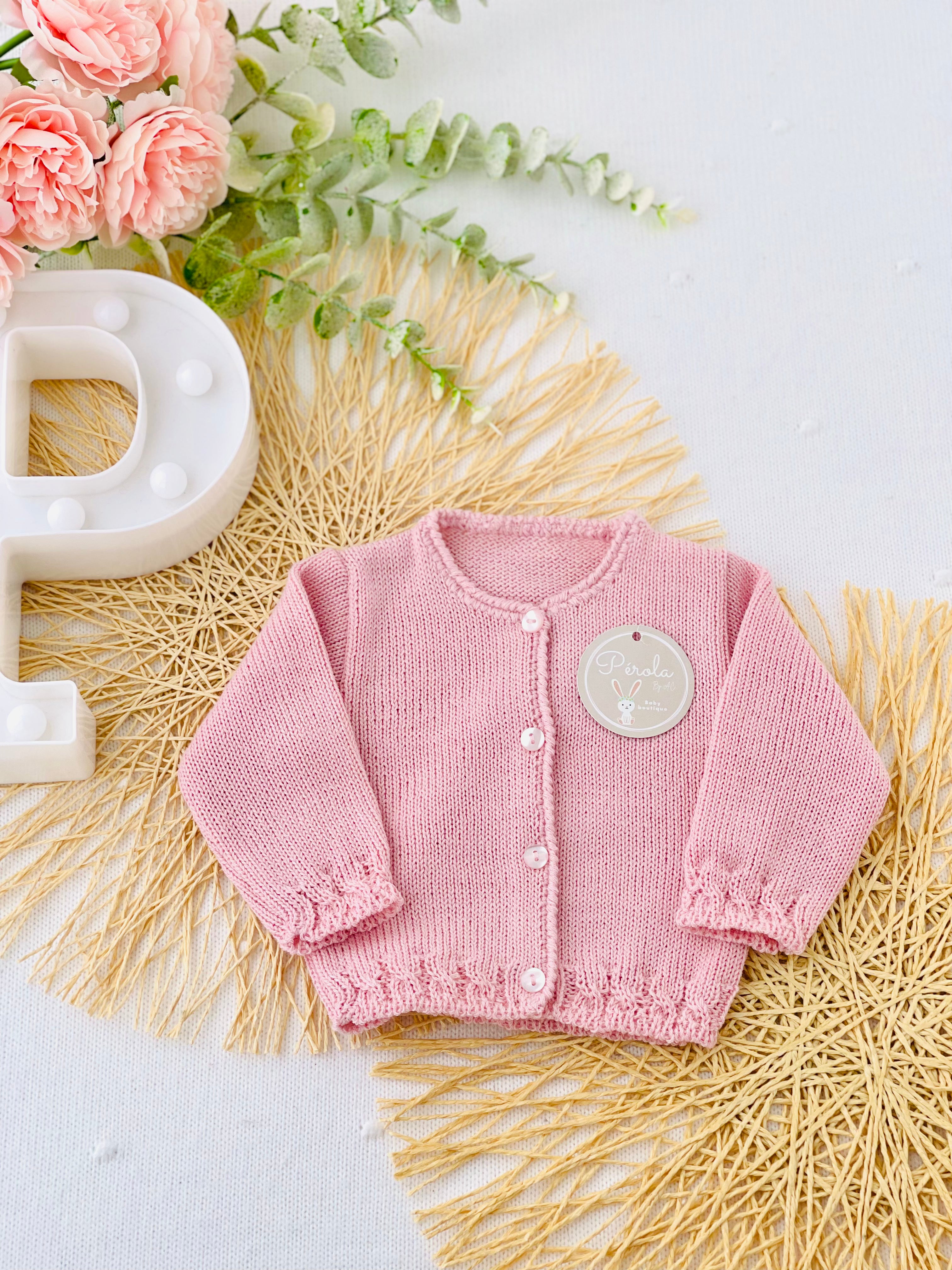 Casaco de malha recém nascidos malha fina