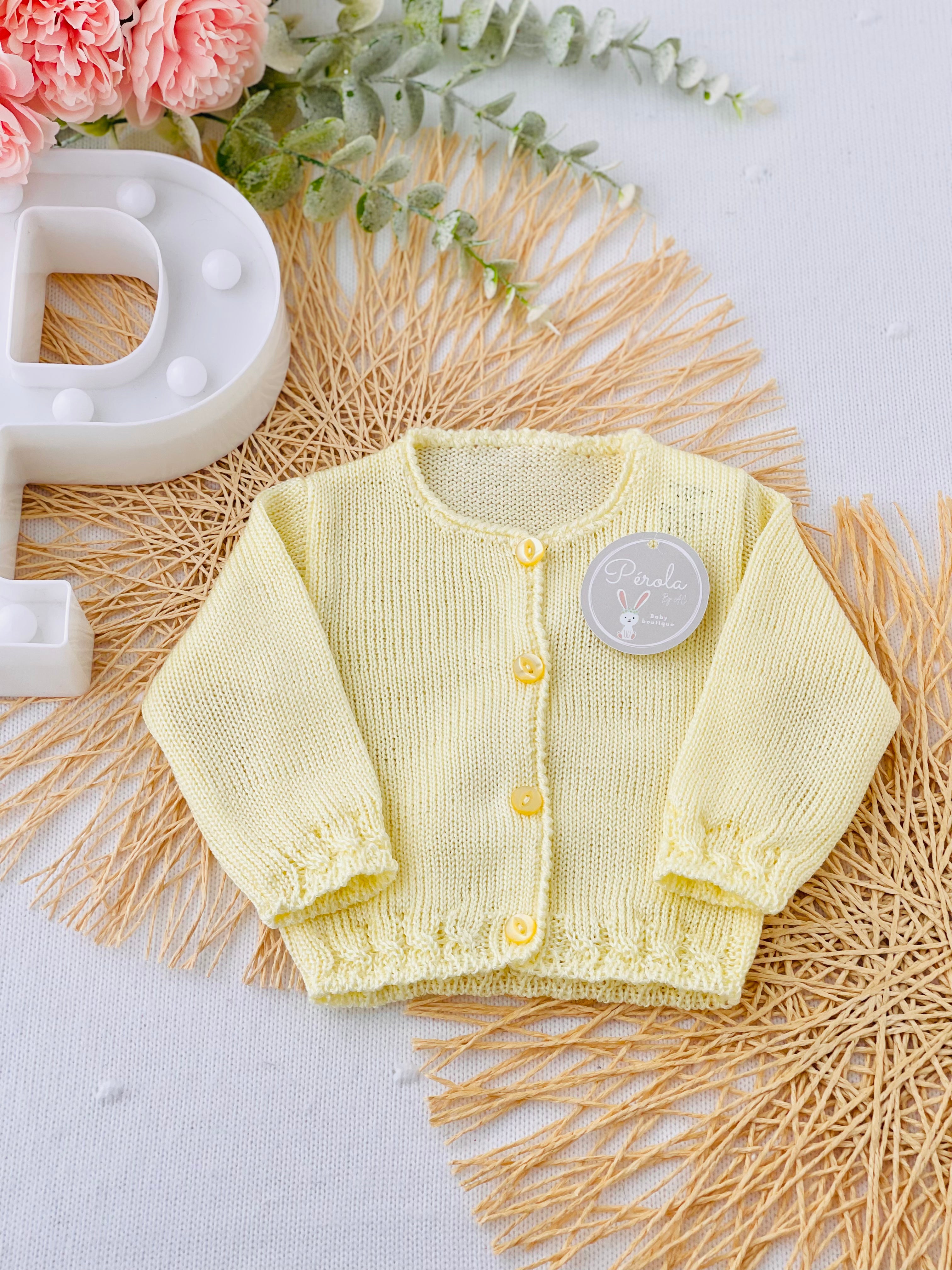 Casaco de malha recém nascidos malha fina