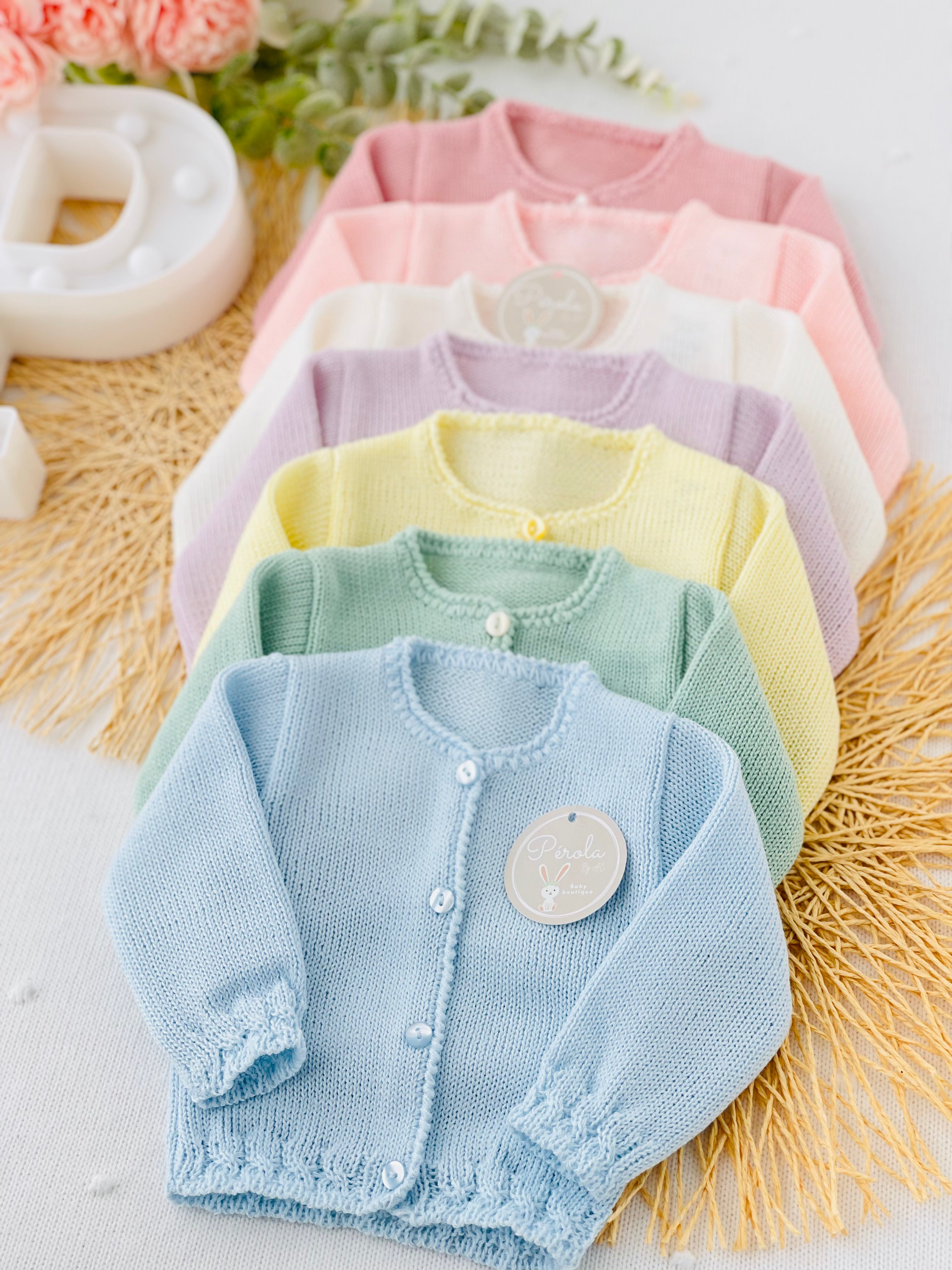 Casaco de malha recém nascidos malha fina