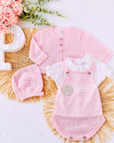 Conjunto 4 peças: fofo, camisa, touca e casaco Primavera/Verão