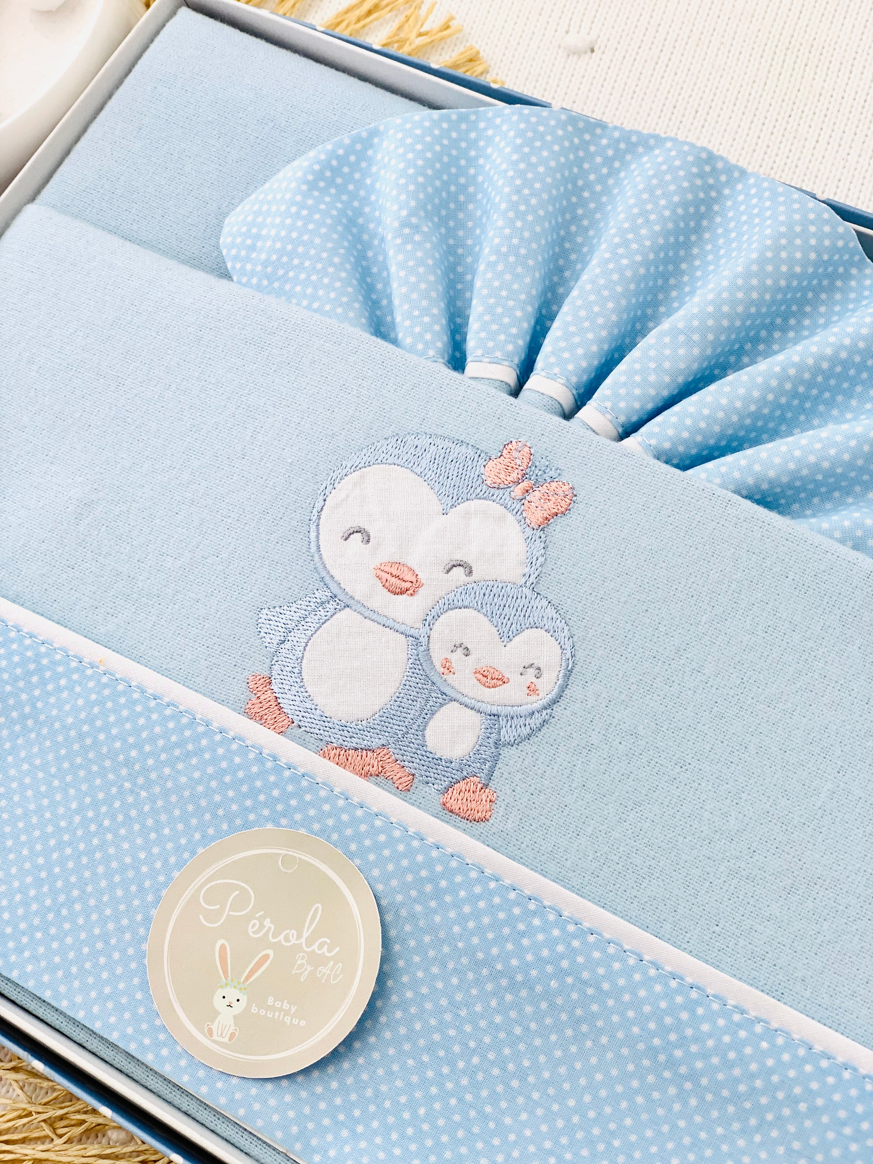 Lençóis em flanela para alcofas Pinguins