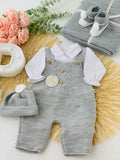 Conjunto jardineiras, camisa e gorro- Outono/Inverno
