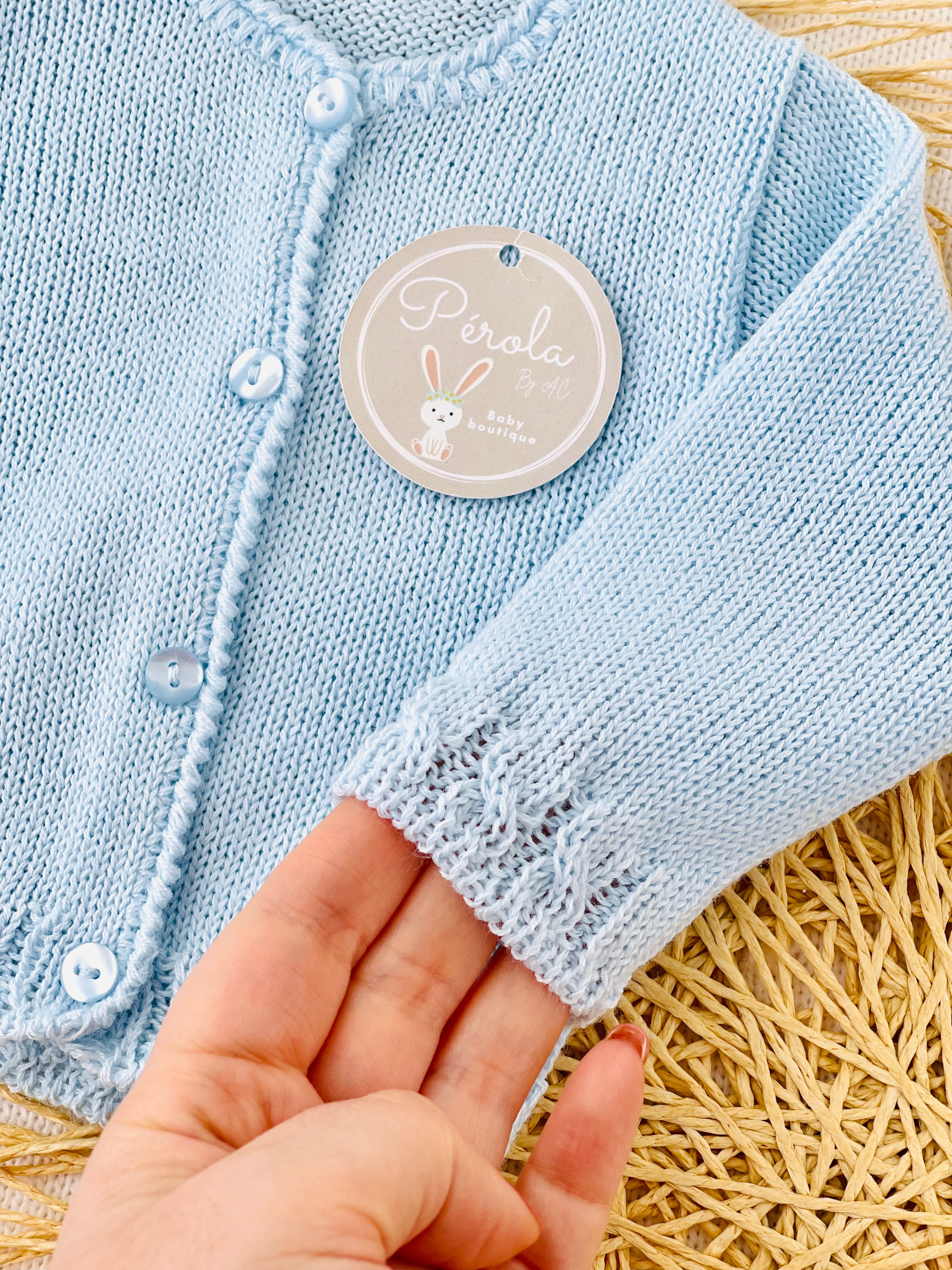 Casaco de malha recém nascidos malha fina