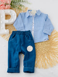Conjunto calças de ganga, camisa e tshirt