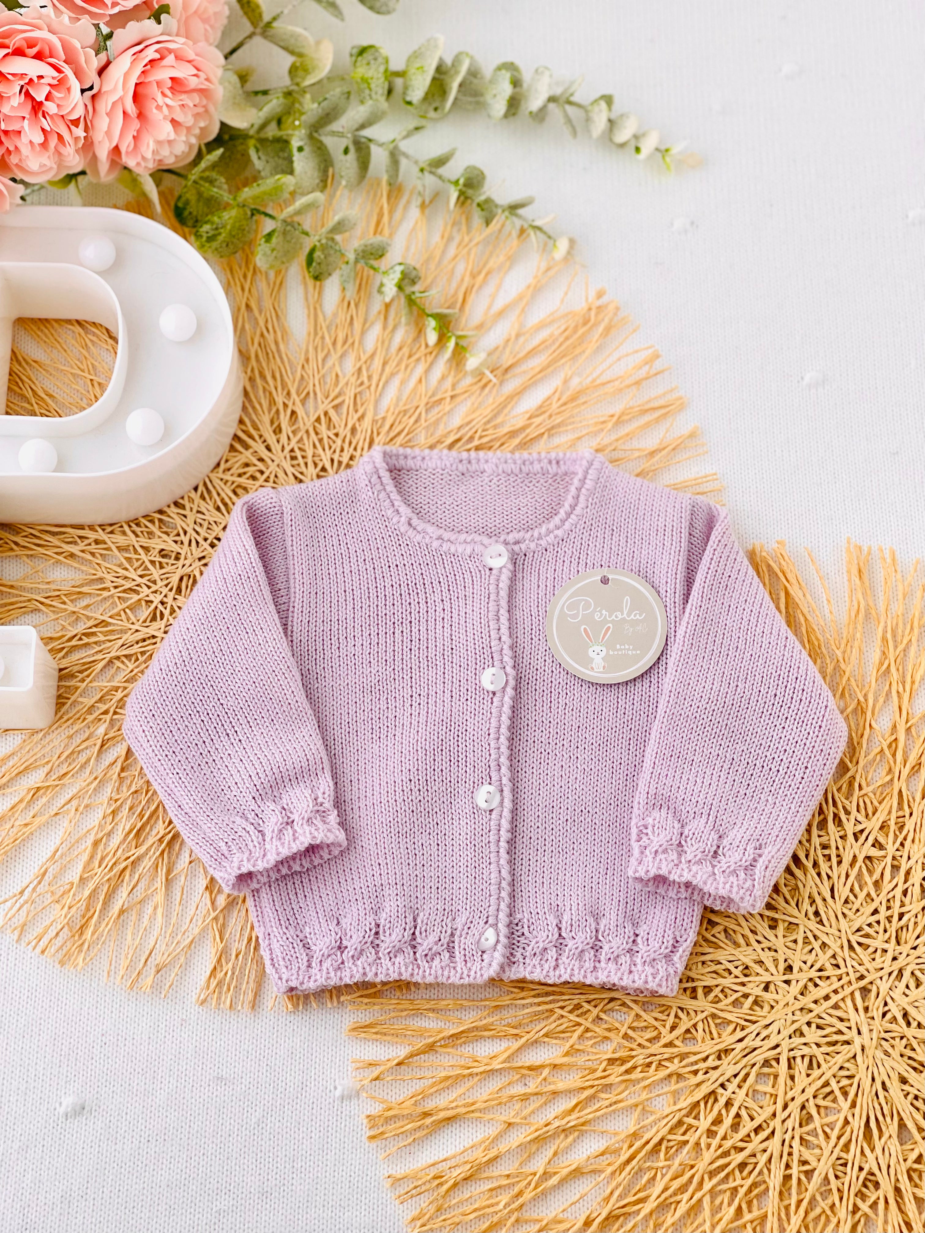 Casaco de malha recém nascidos malha fina